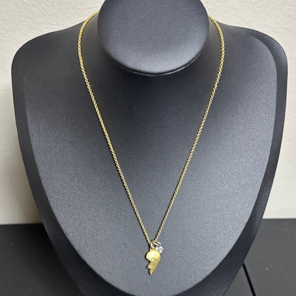 Juicy Couture Half Broken Heart Necklace Gold Tone Metal Chain